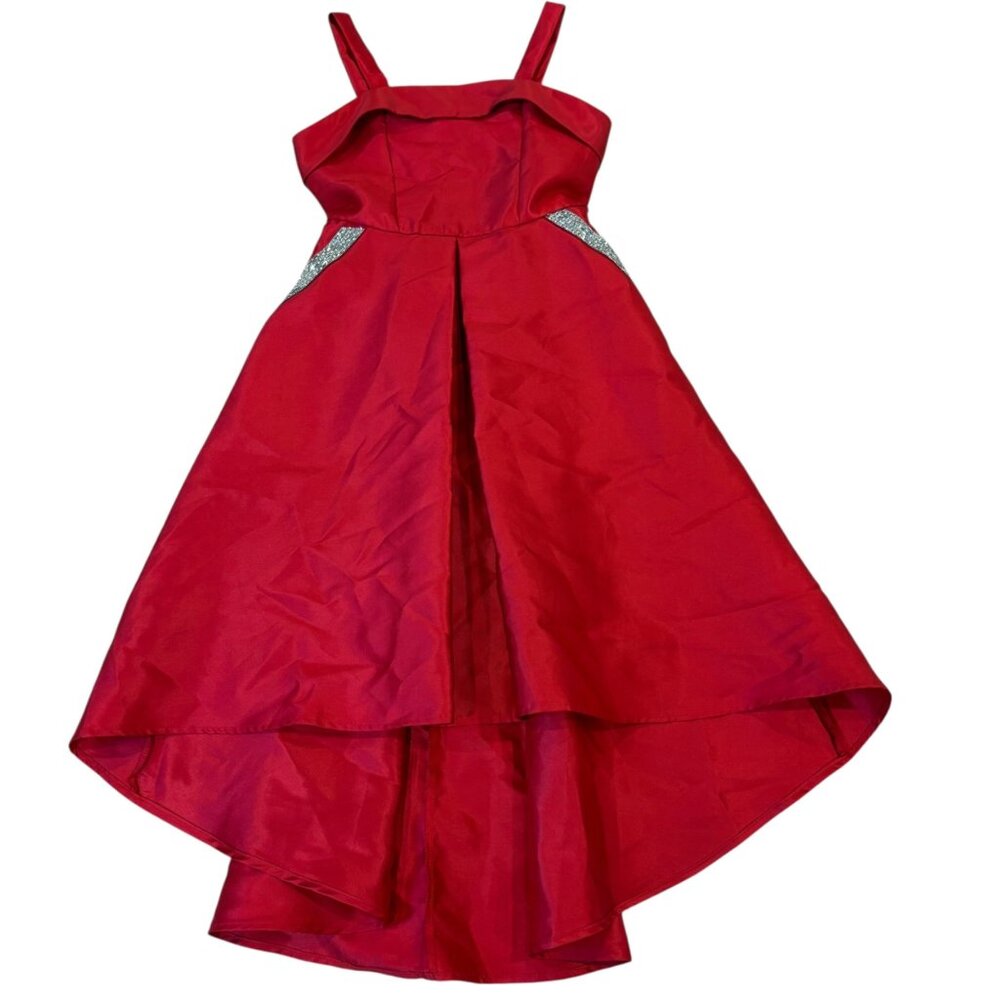 Red High-Low Formal Dress With Embellished Waist Size 7 Girls